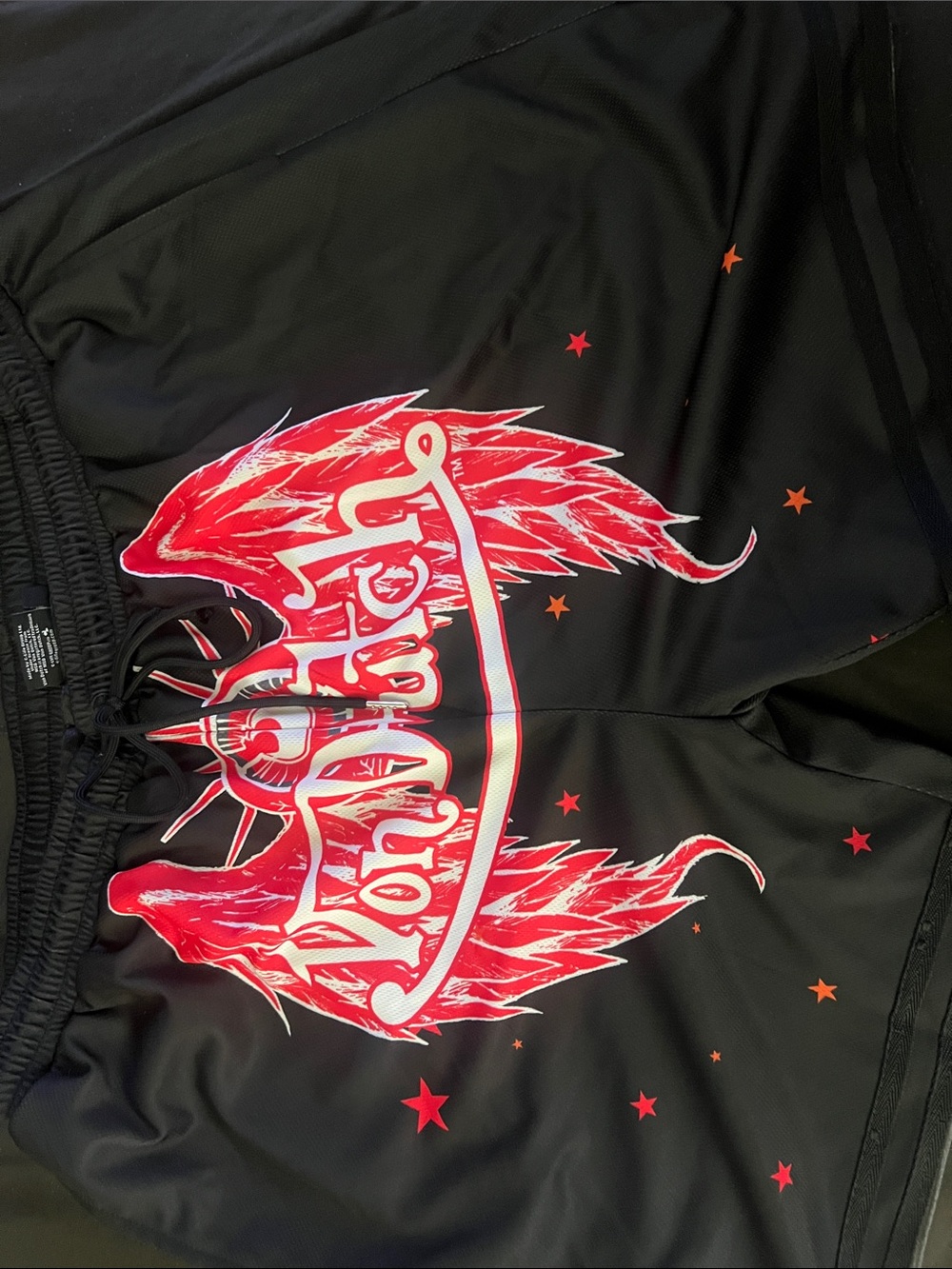 Von Dutch Black Shorts with Red Graphic Wings